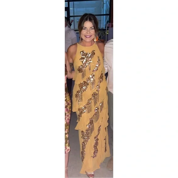 ASOS Dresses Asos Design Racer Neck Embellished Ruffle Maxi